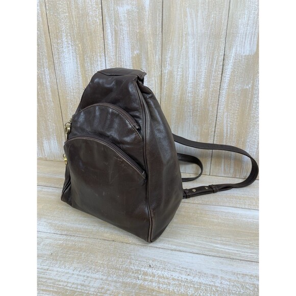 Perlina NY Women\'s Small Brown Adjustable Strap Multi-Pocket Leather Backpack main image 8